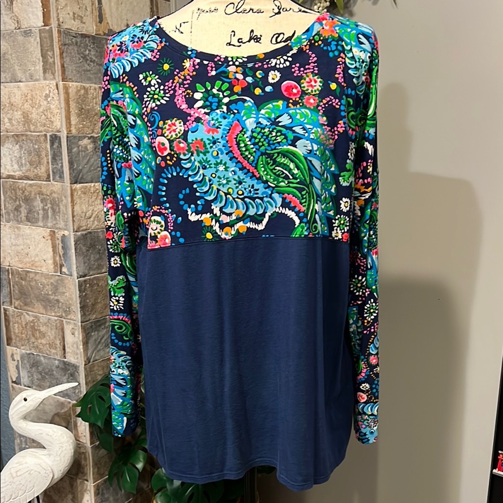 Lilly Pulitzer Finn Top Long Sleeve Multi Take Me To The Sea